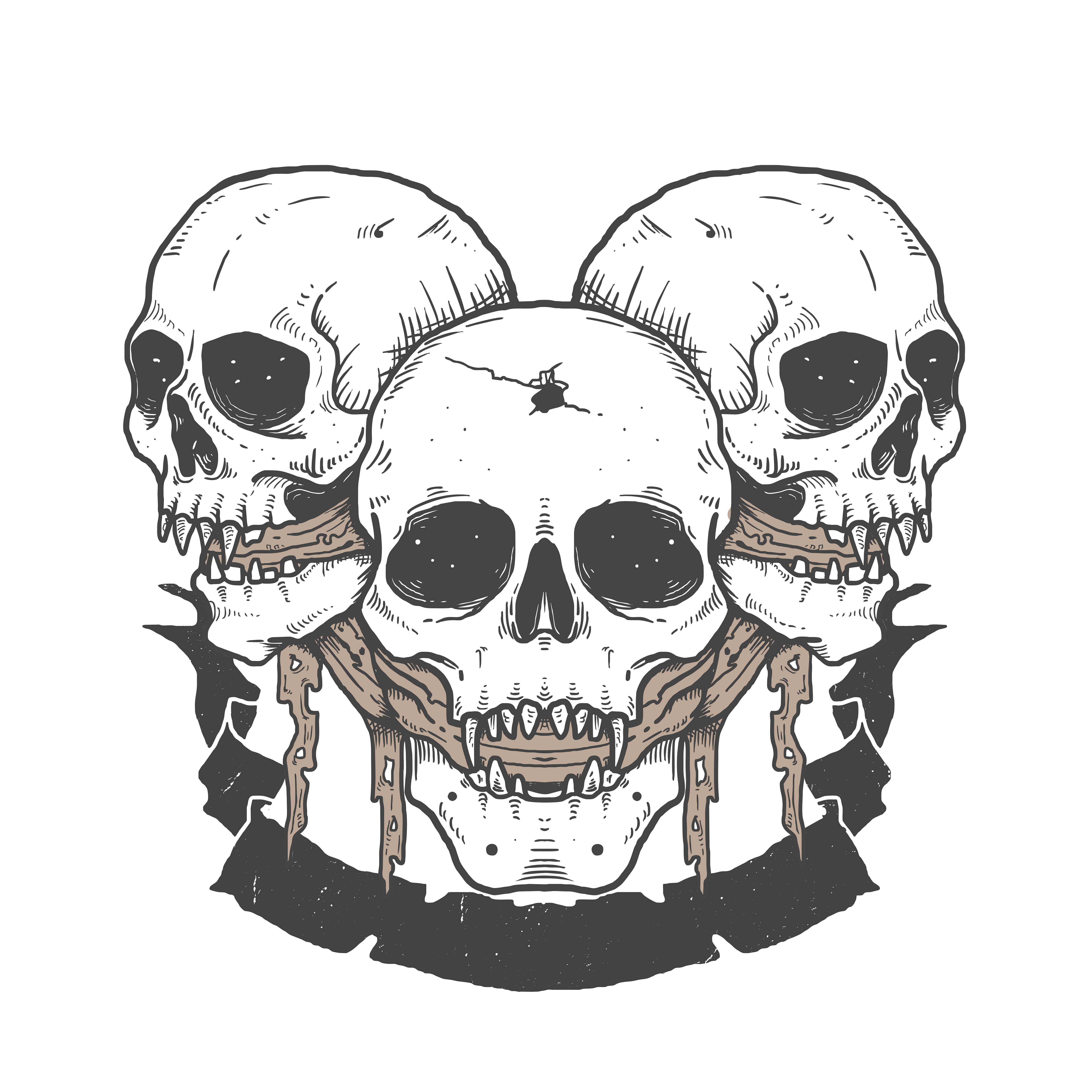 Halloween skulls with fabric in mouth and banner 1235228 Vector Art at