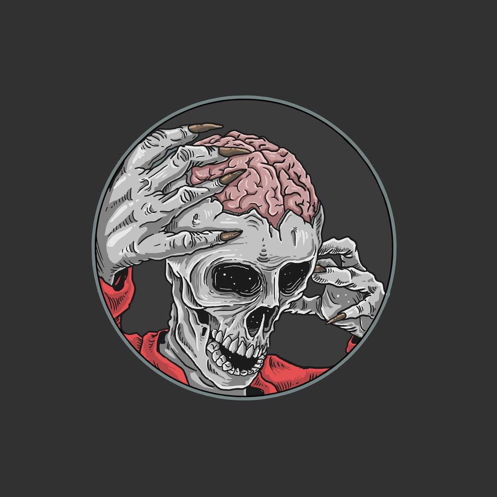 zombie de halloween con cerebro expuesto vector