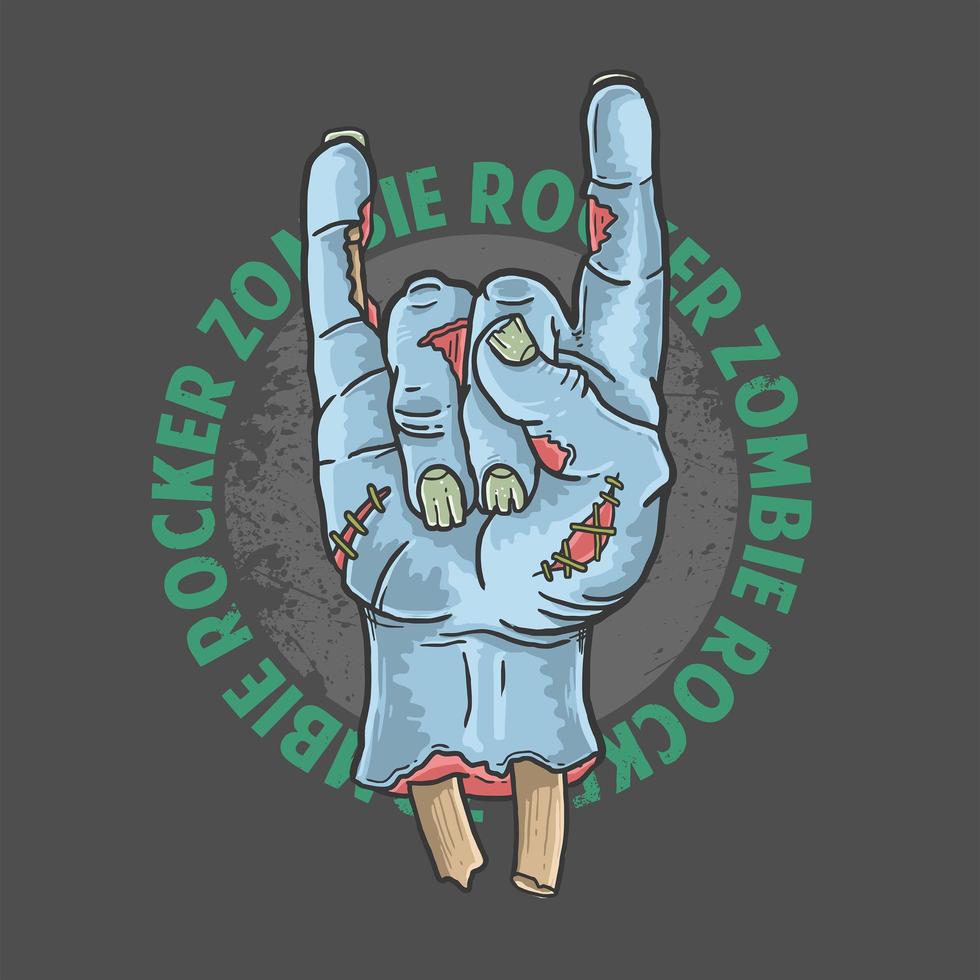 Zombie rocker hand design vector