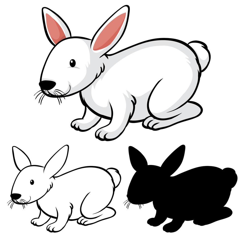 conjunto de dibujos animados de conejo vector