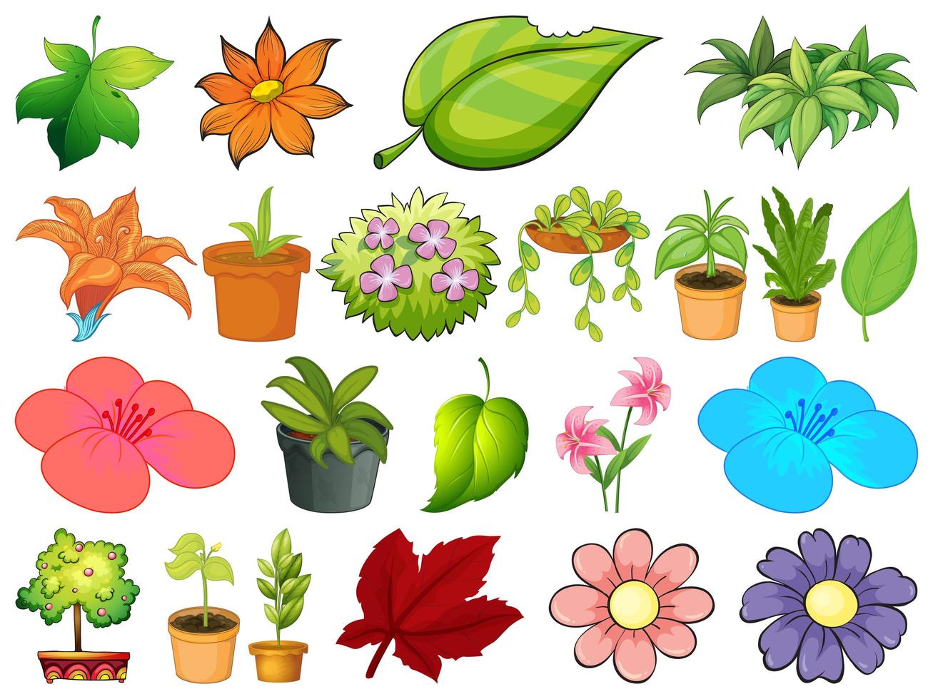 gran conjunto de plantas diferentes vector