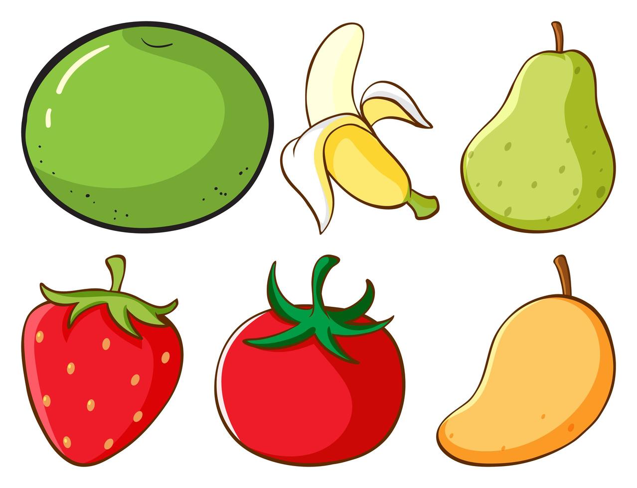 Different types of fruits and vegetables  vector