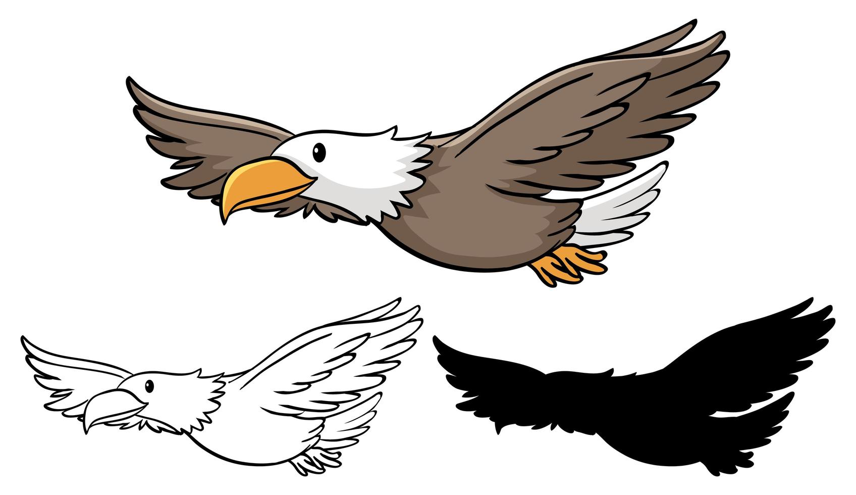 Set of eagle cartoons vector