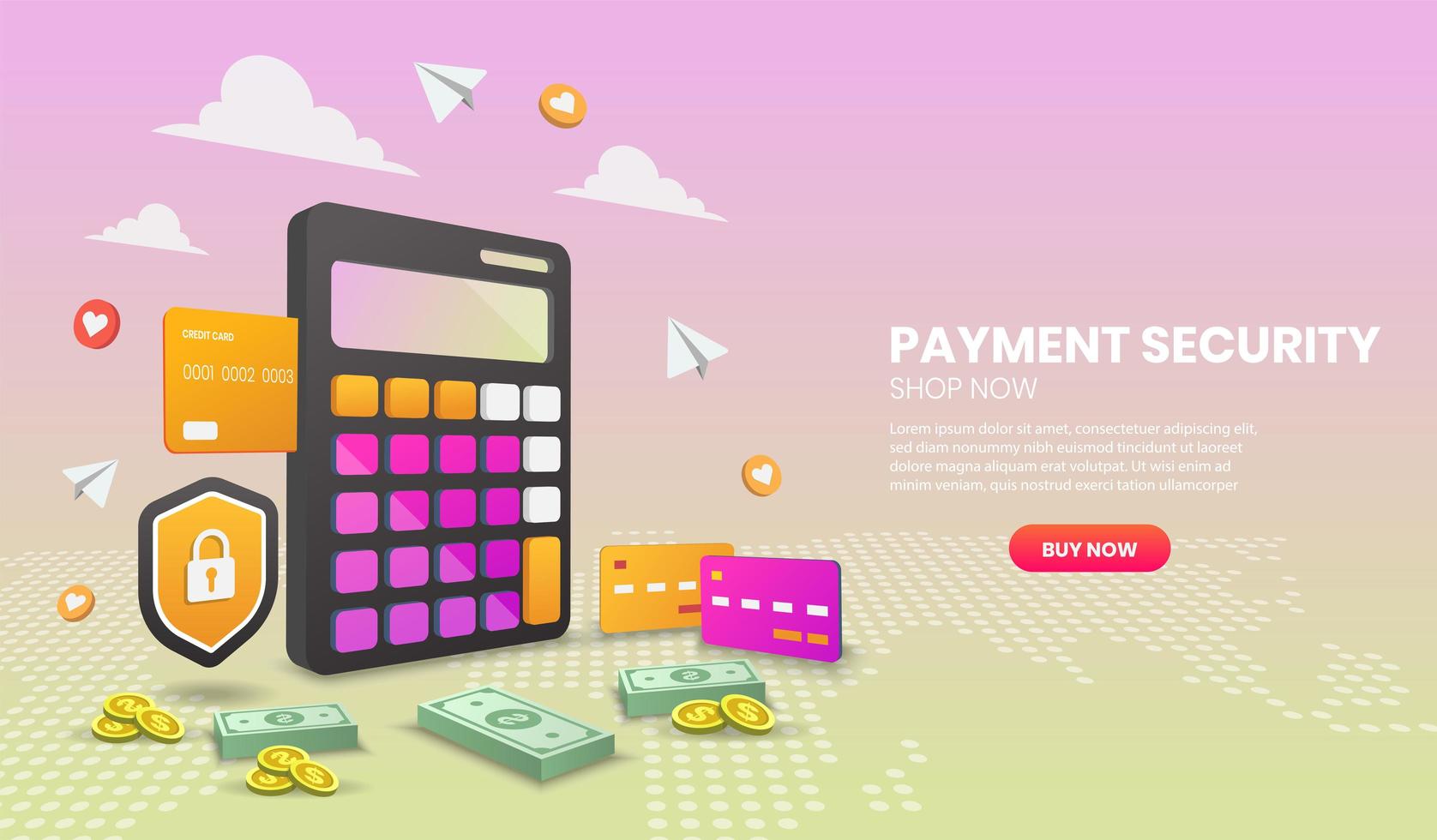 Payment security website template vector