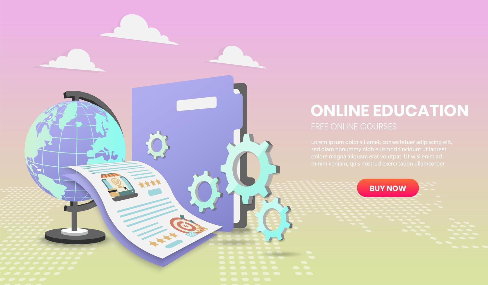 Free online courses website template vector