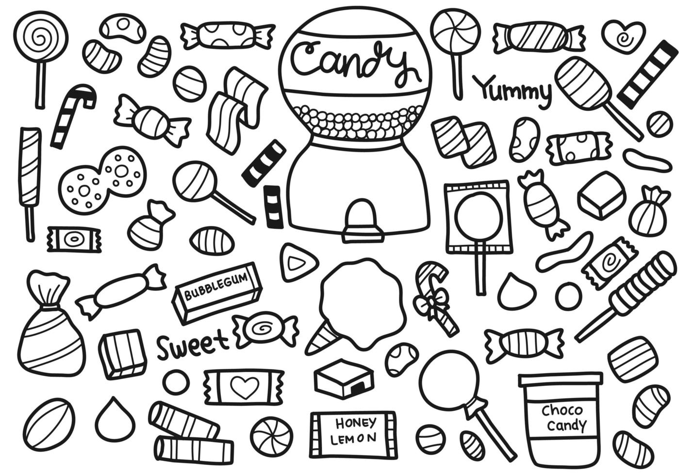 conjunto de dulces de doodle vector