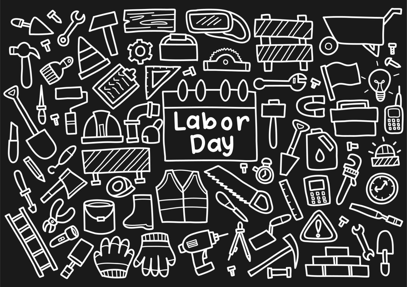 Labor day doodle set vector