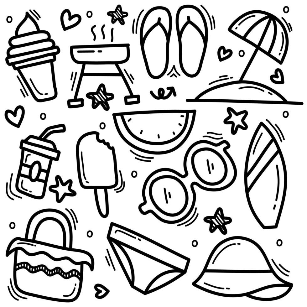 Summer doodle set vector