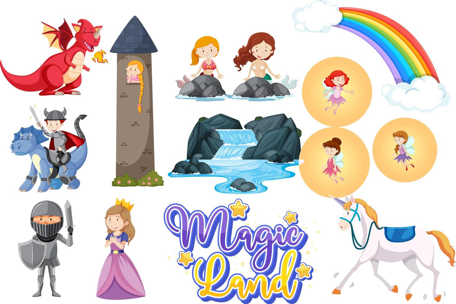 Fairytale characters on white vector