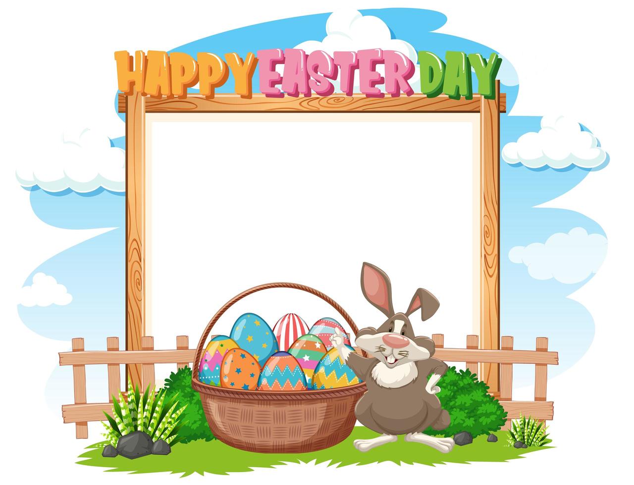 Border template design with Easter bunny  vector