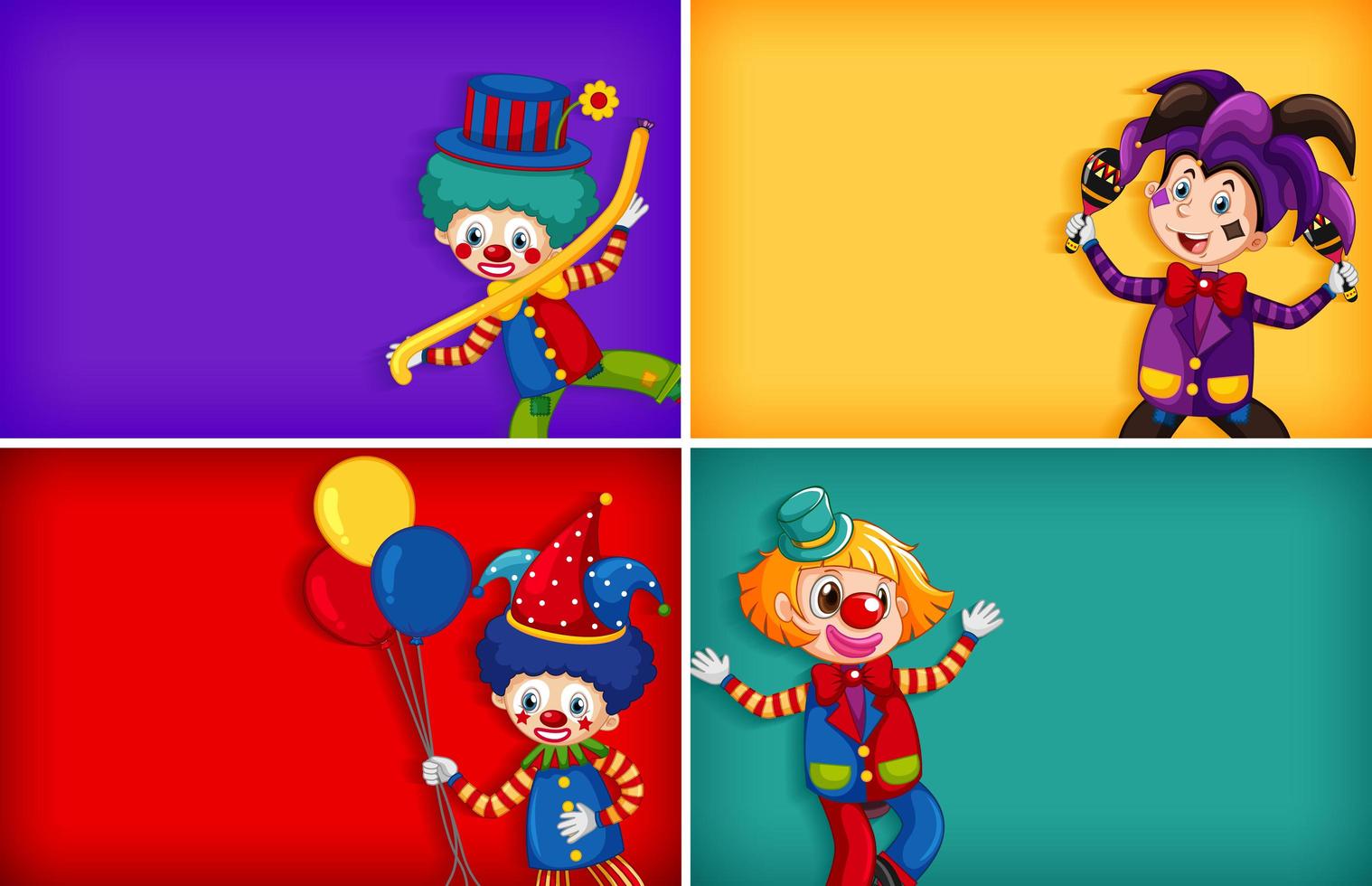 Background template designs with clowns vector