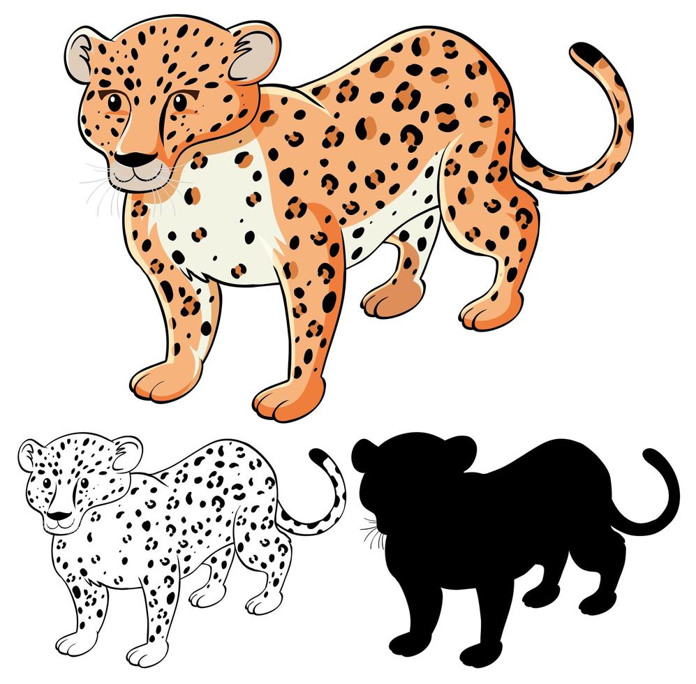 conjunto de dibujos animados de leopardo vector