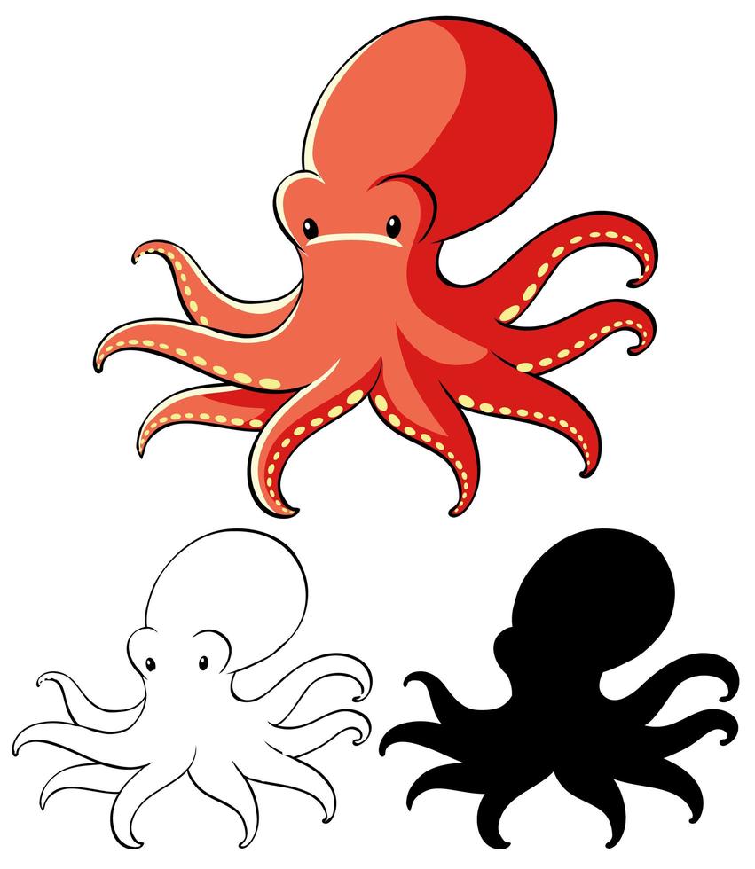 Set of octopus cartoon vector