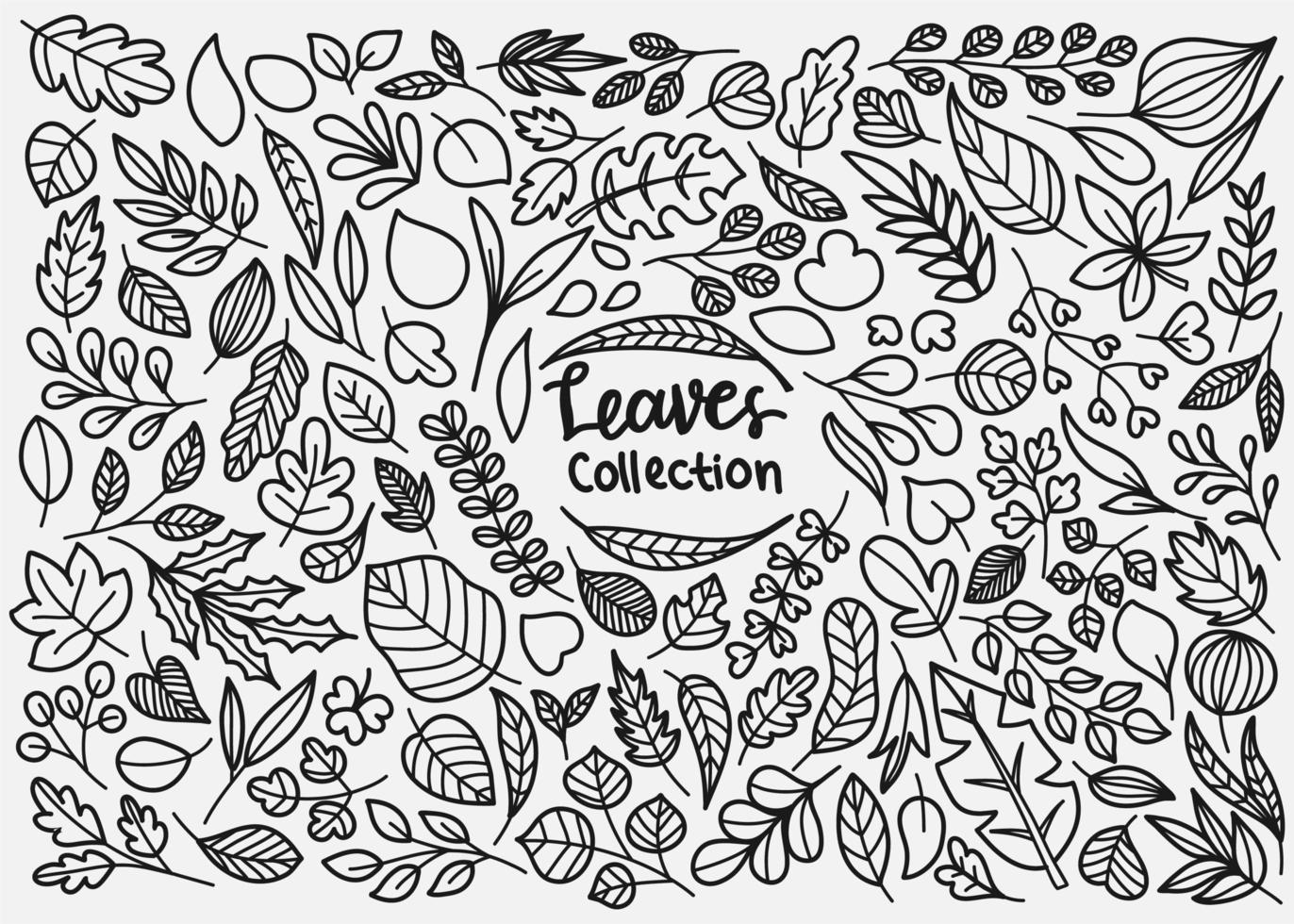 Leaves doodle collection vector