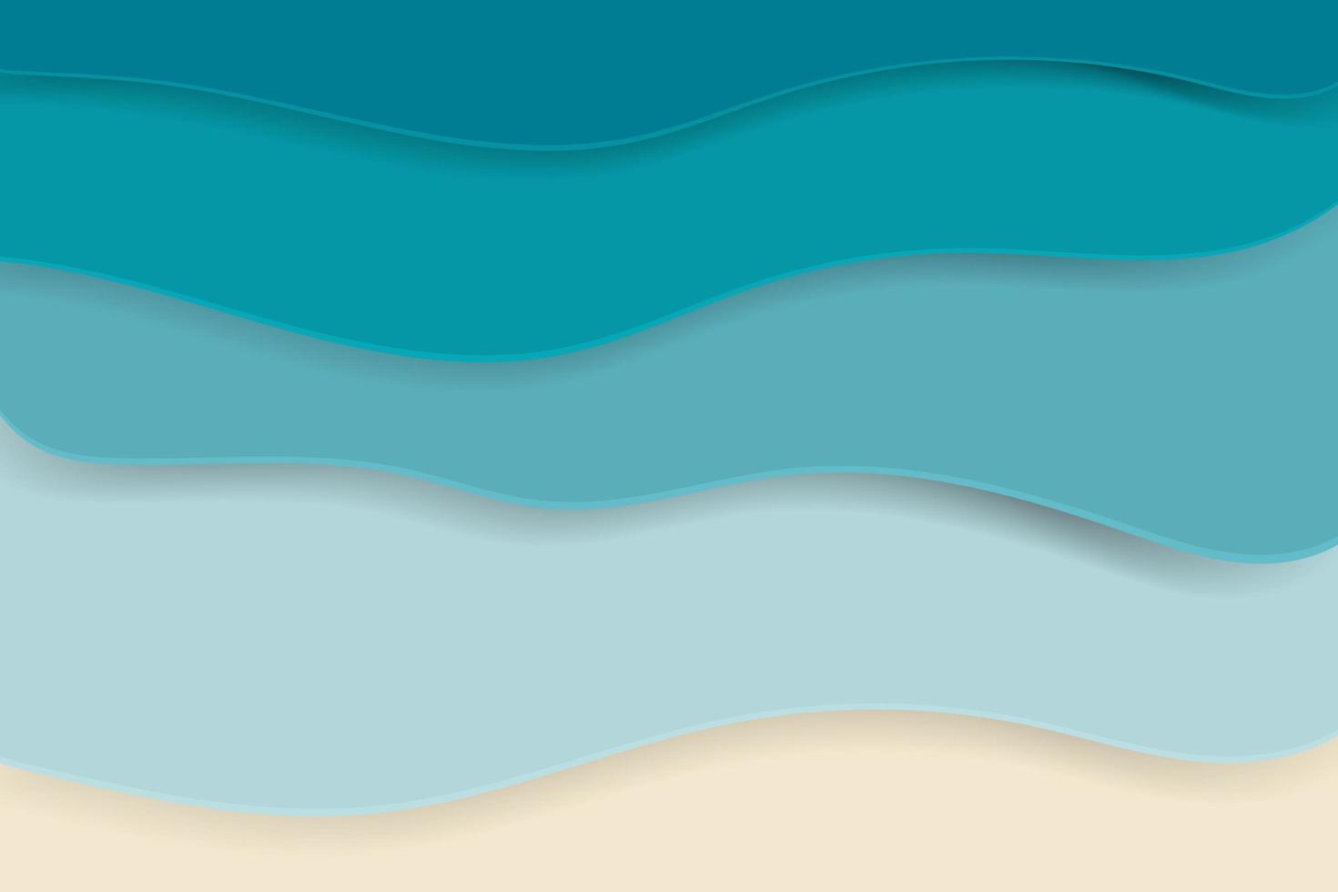 Paper sea waves in sea green shades vector