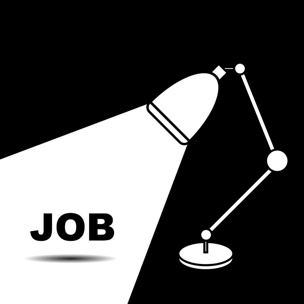 Light from lamp shining on job text vector