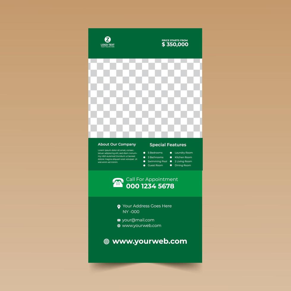 tarjeta publicitaria verde vector