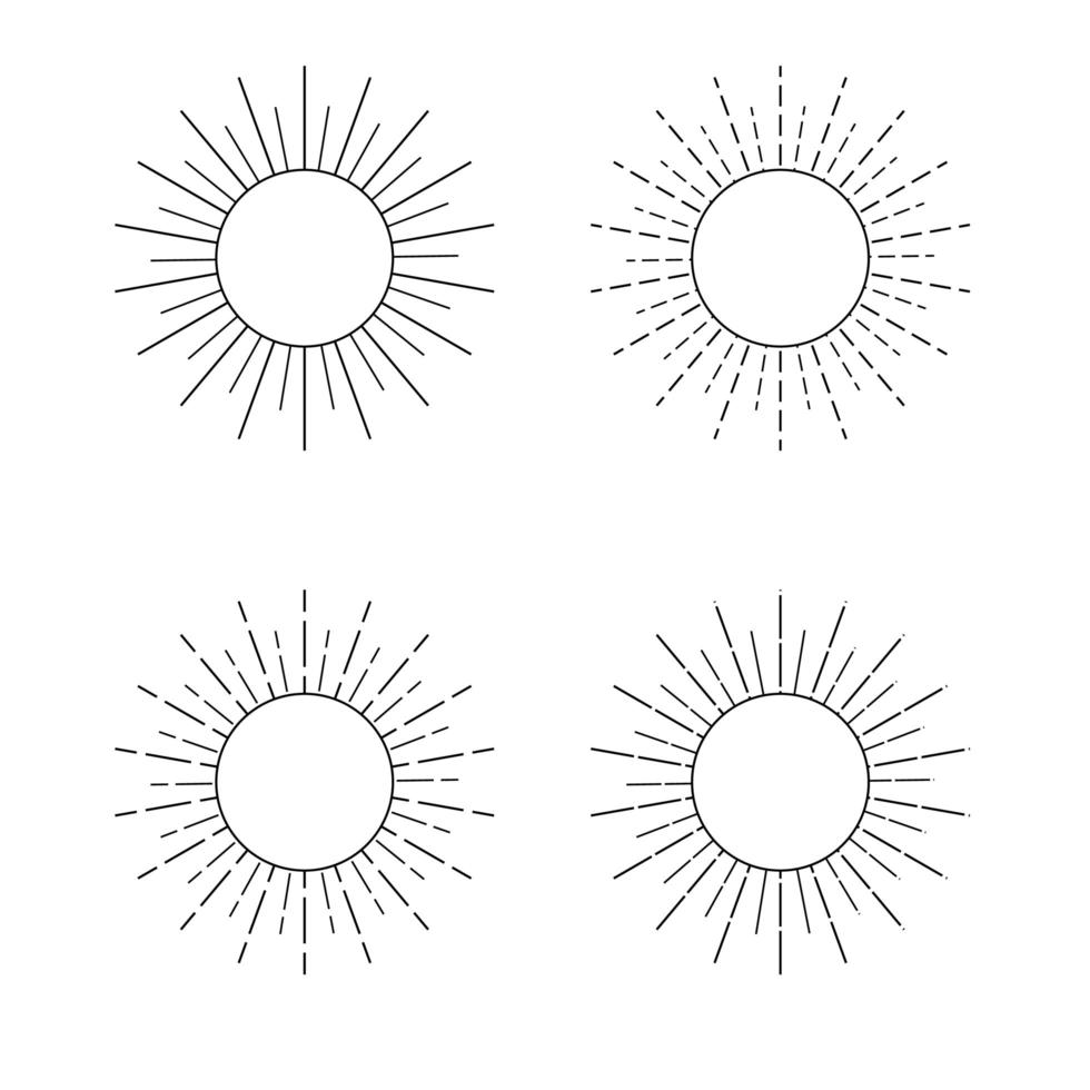 iconos de sol de estilo de línea vector