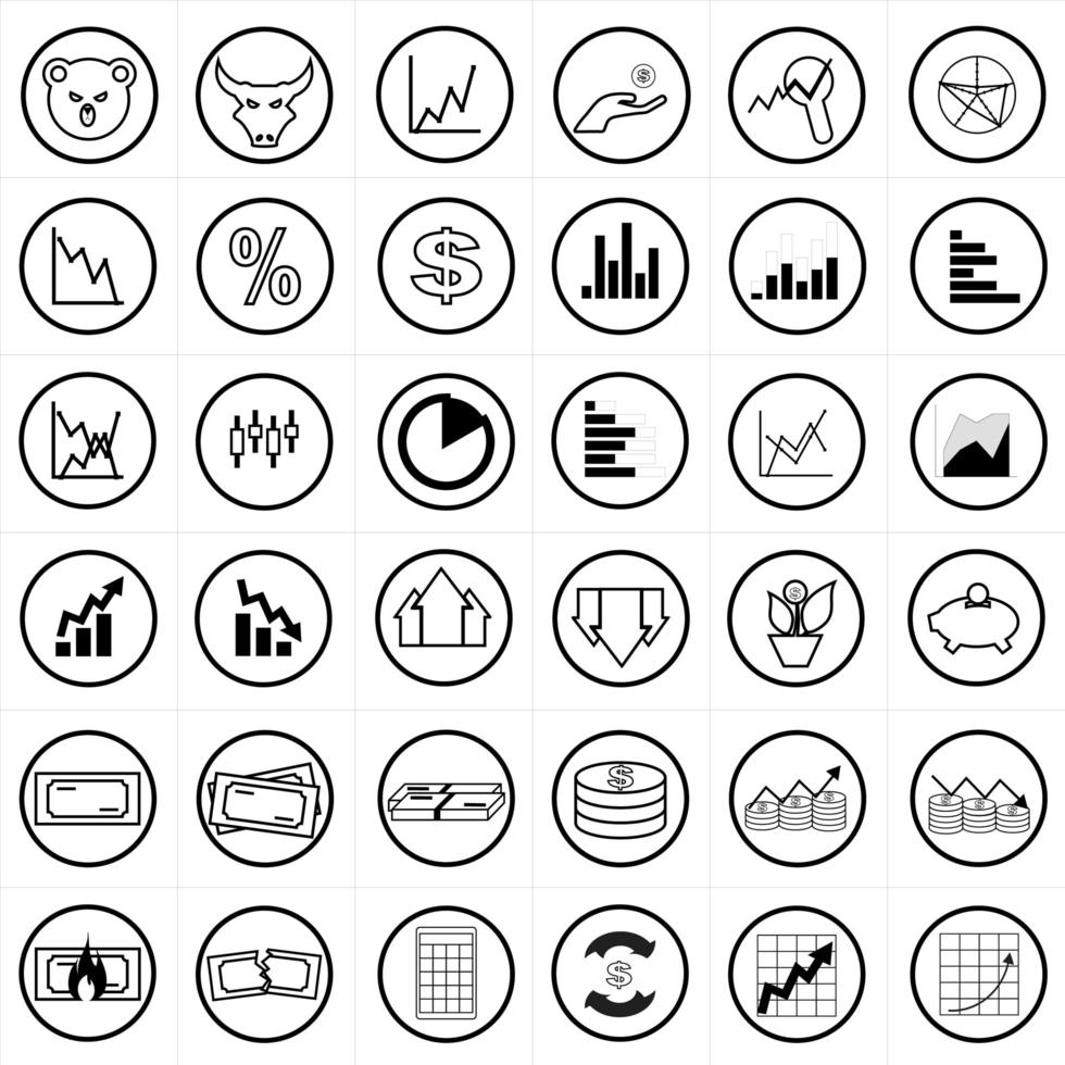 Stock trading icons set vector