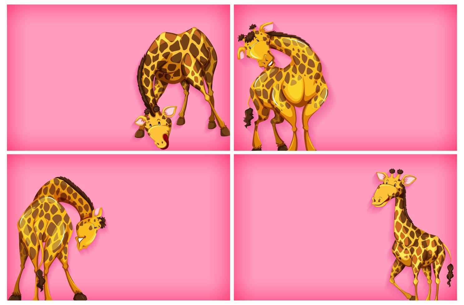 Template design with pink wall and giraffes vector