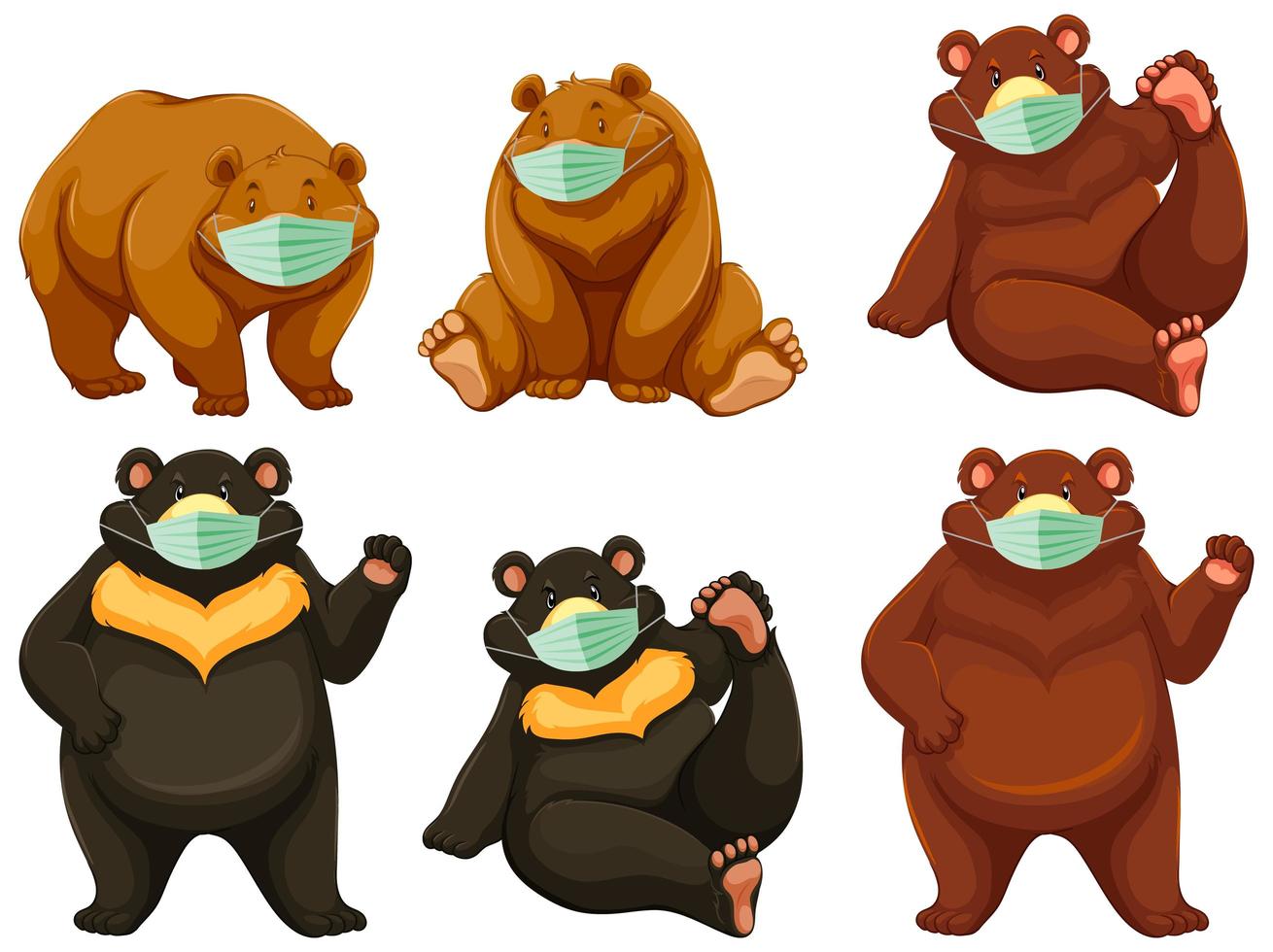 Wild bear cartoon character wearing mask vector