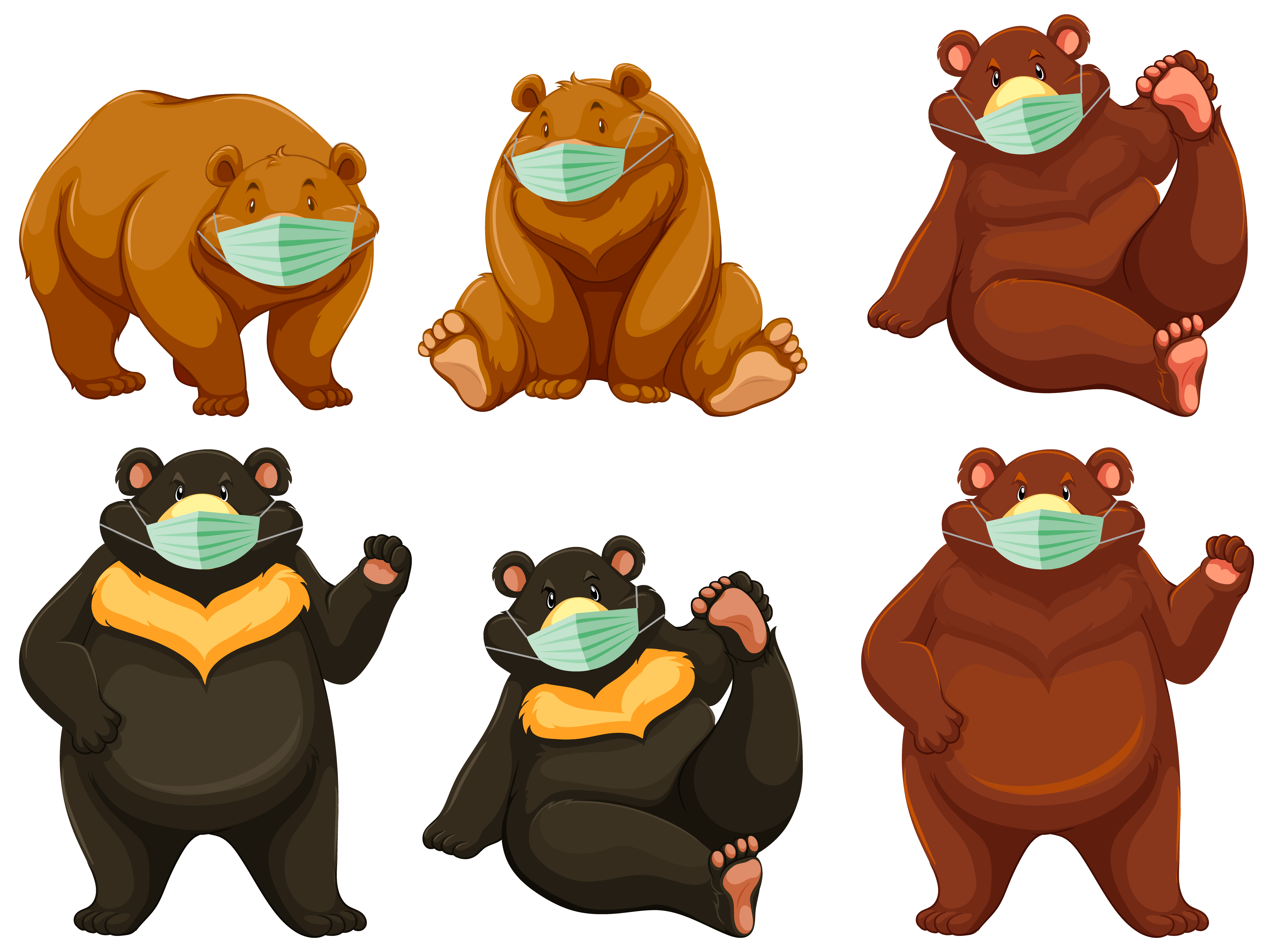 Wild bear  cartoon  character wearing mask Download Free 