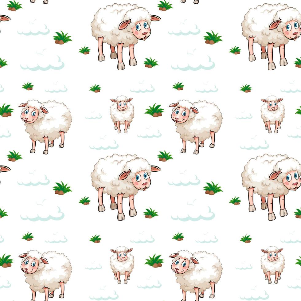 Sheeps and clouds seamless pattern vector