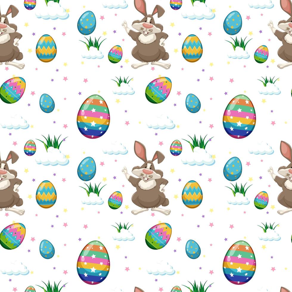 Seamless pattern of easter egg and cute rabbit vector