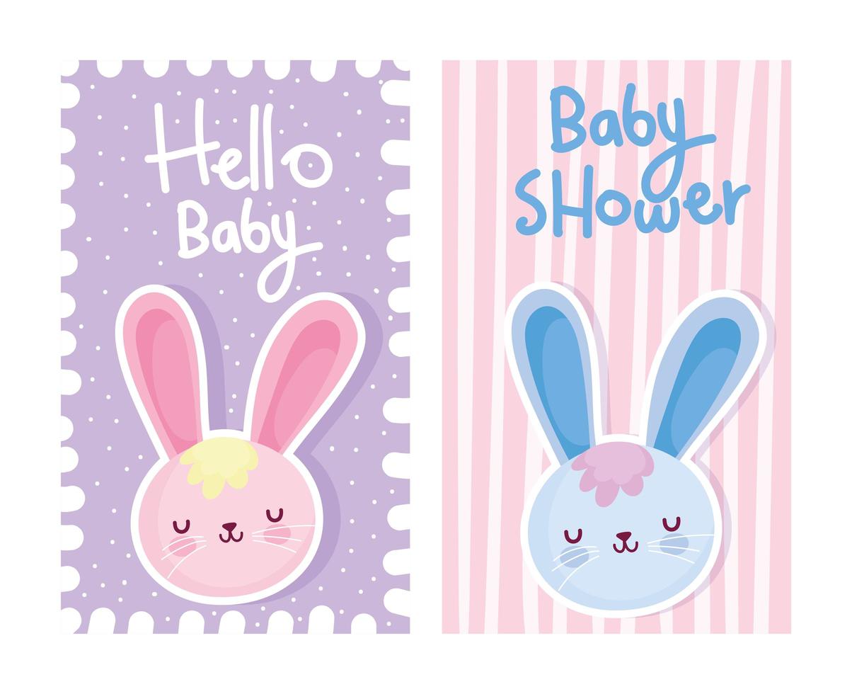 Baby bunnies ticket card templates vector