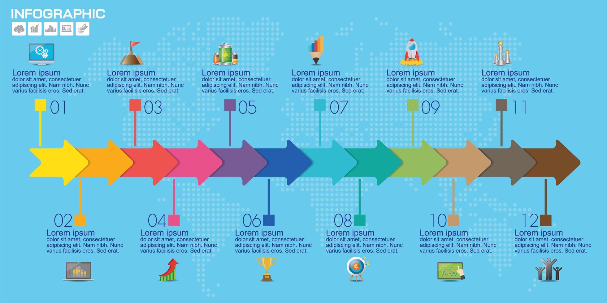 12 flecha colorida infografía vector