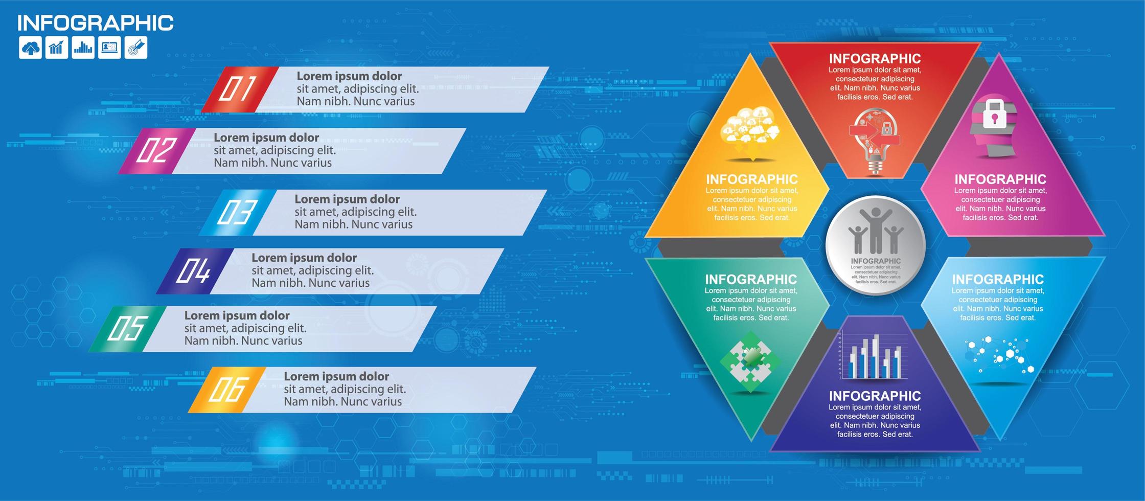 Hi-tech colorful infographic chart vector