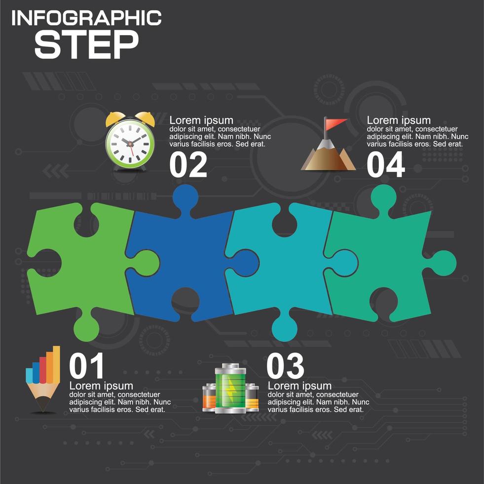 4 steps puzzle infographic  vector