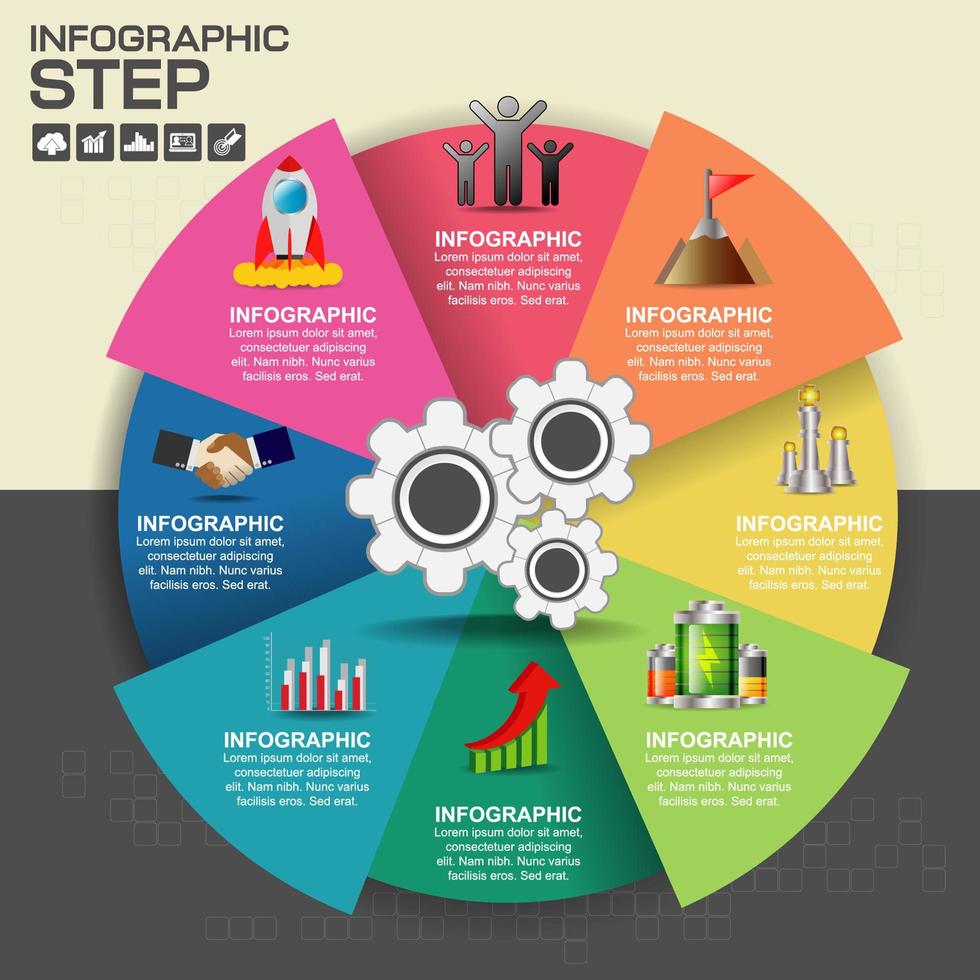 Coolorful pie chart infographics template vector