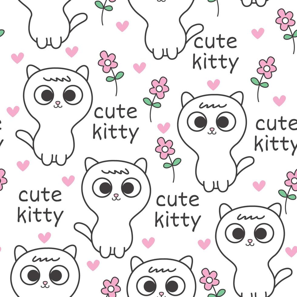 Baby cat seamless pattern vector