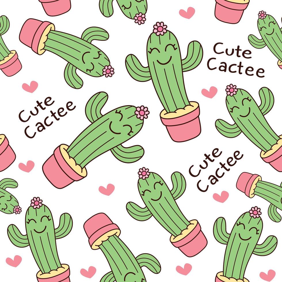 Hand drawn cactus pattern vector