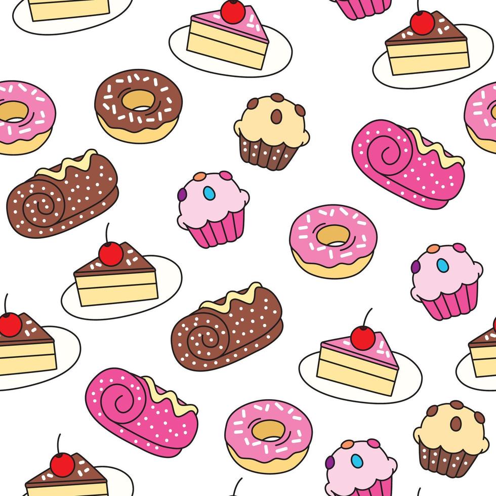 Cake and pastries pattern vector