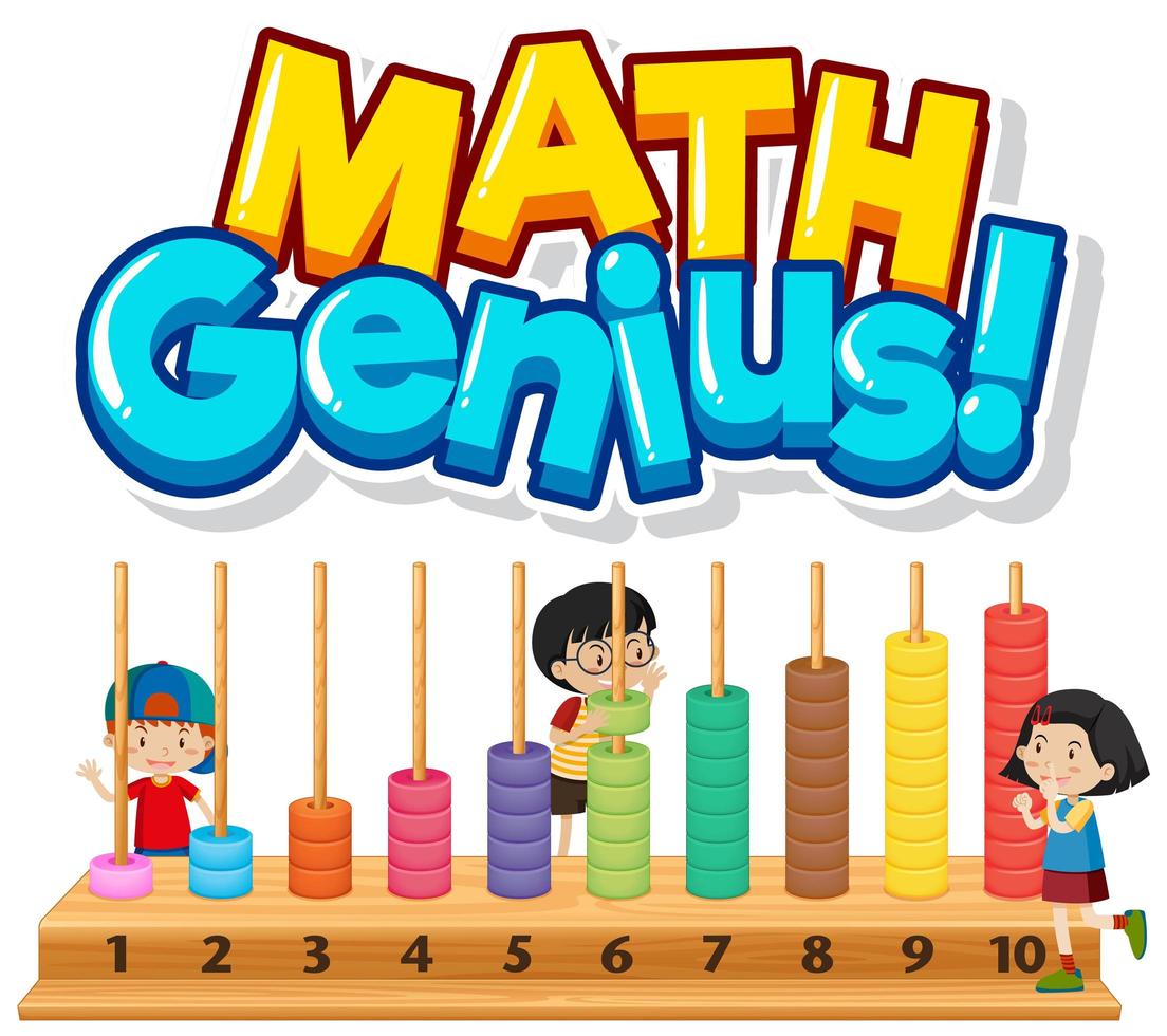 Math genius with kids and numbers vector