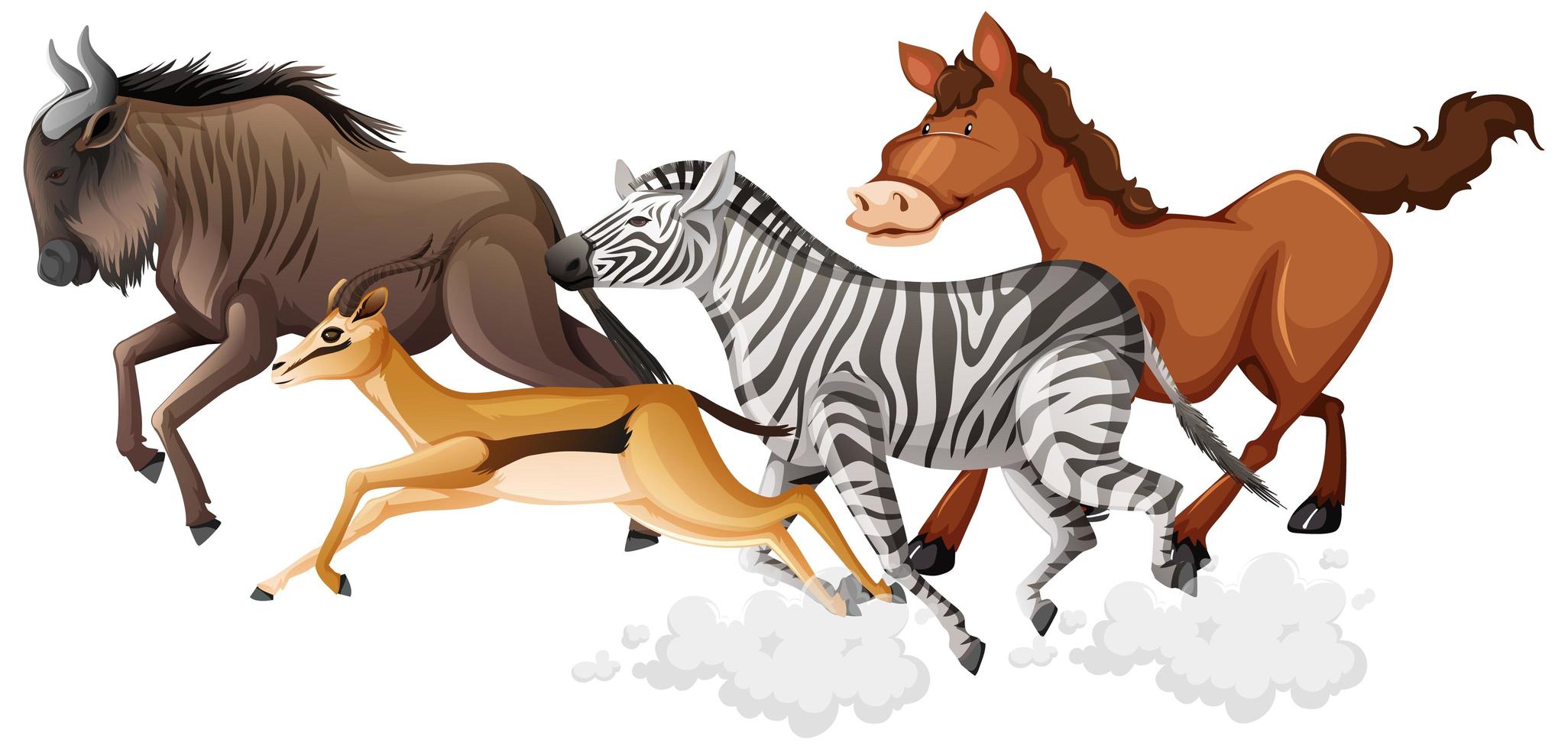Wild running animals group cartoon style 1235556 Vector Art at Vecteezy
