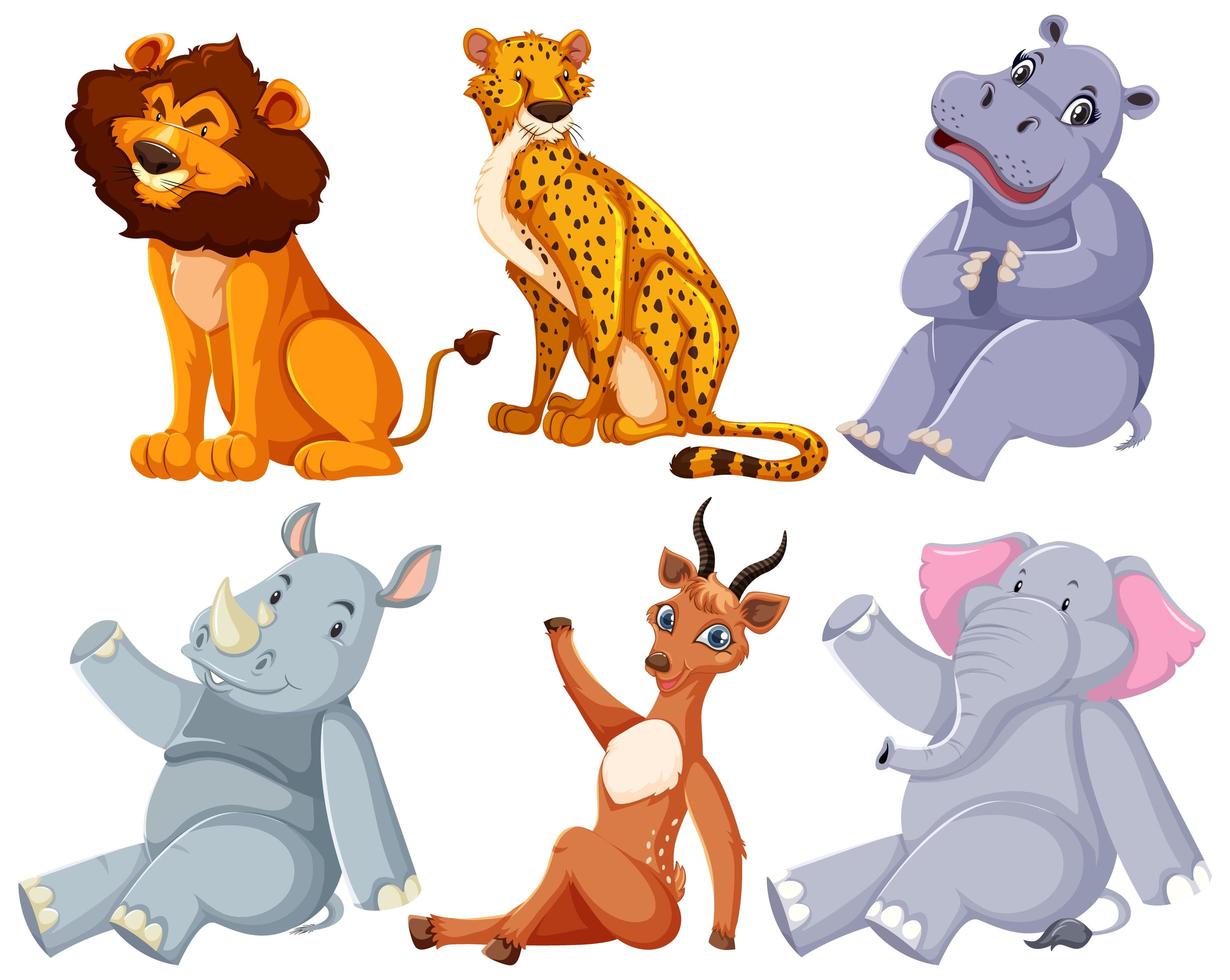 Set of zoo animal sitting vector