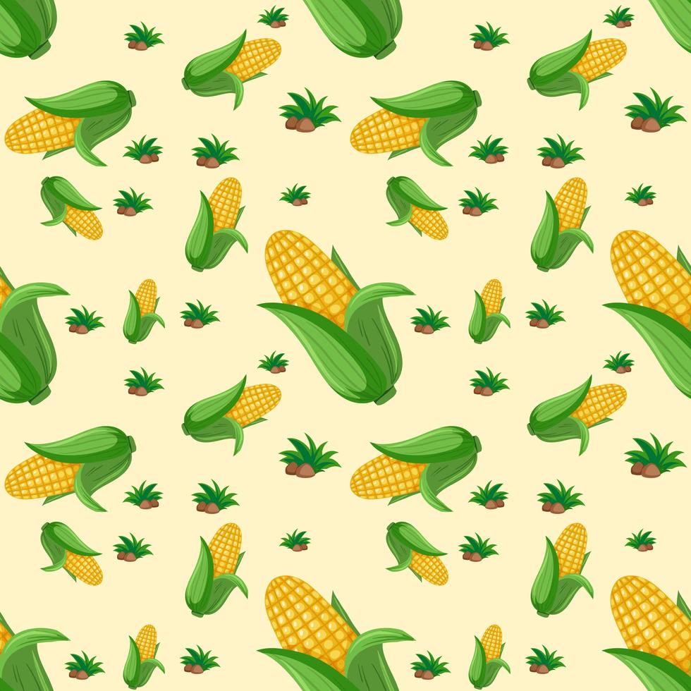 Seamless pattern with corn on yellow background 1235583 Vector Art at