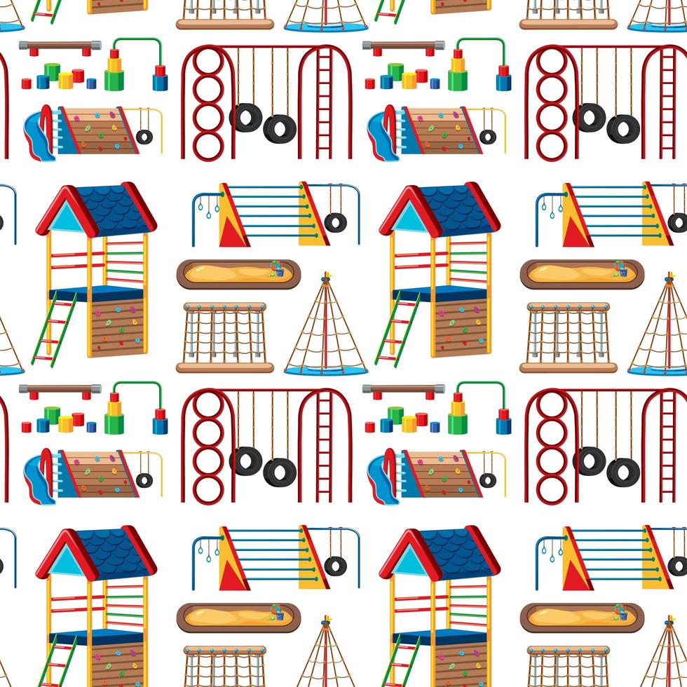 Set of kids playground in the park seamless vector