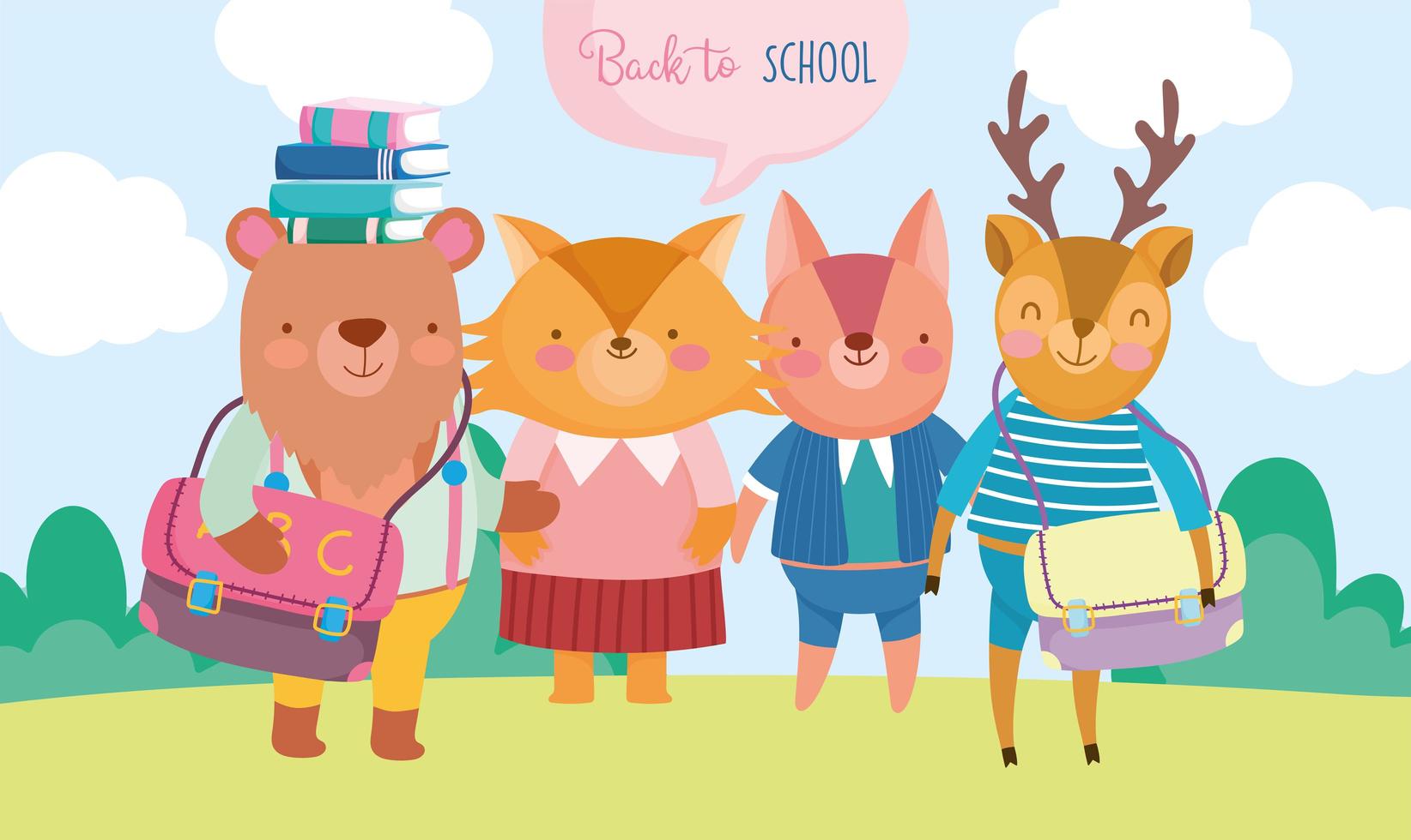 Back to school adult college animals outdoors vector