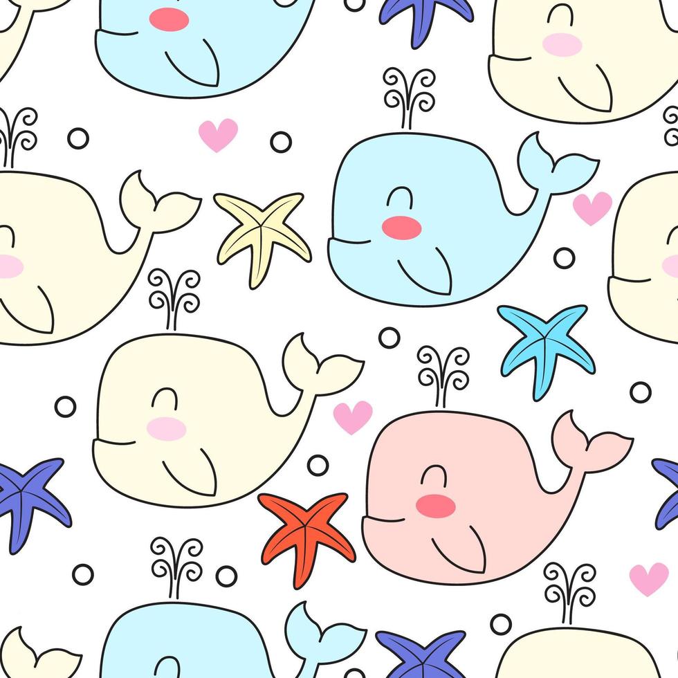 Seamless pattern with whales vector