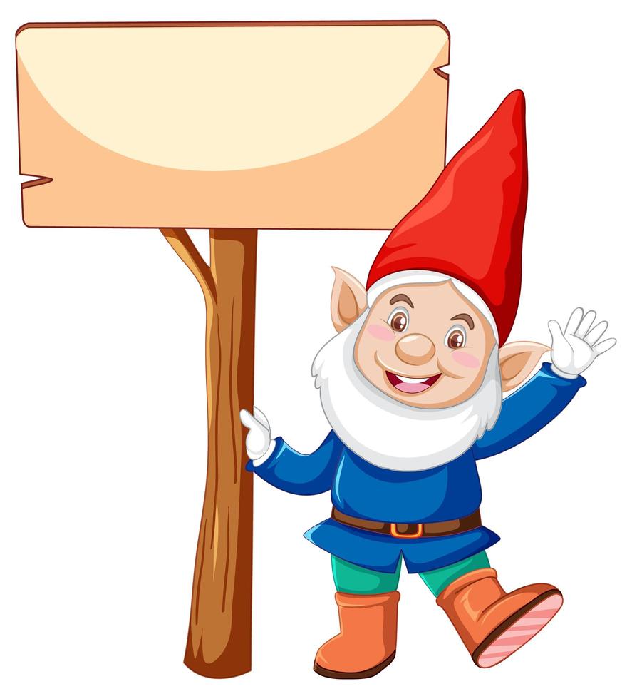 Cartoon gnome holding blank banner  vector