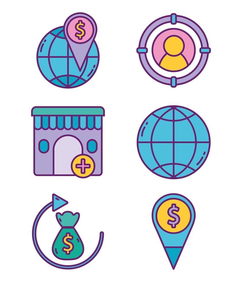 Pack of business marketing icons vector