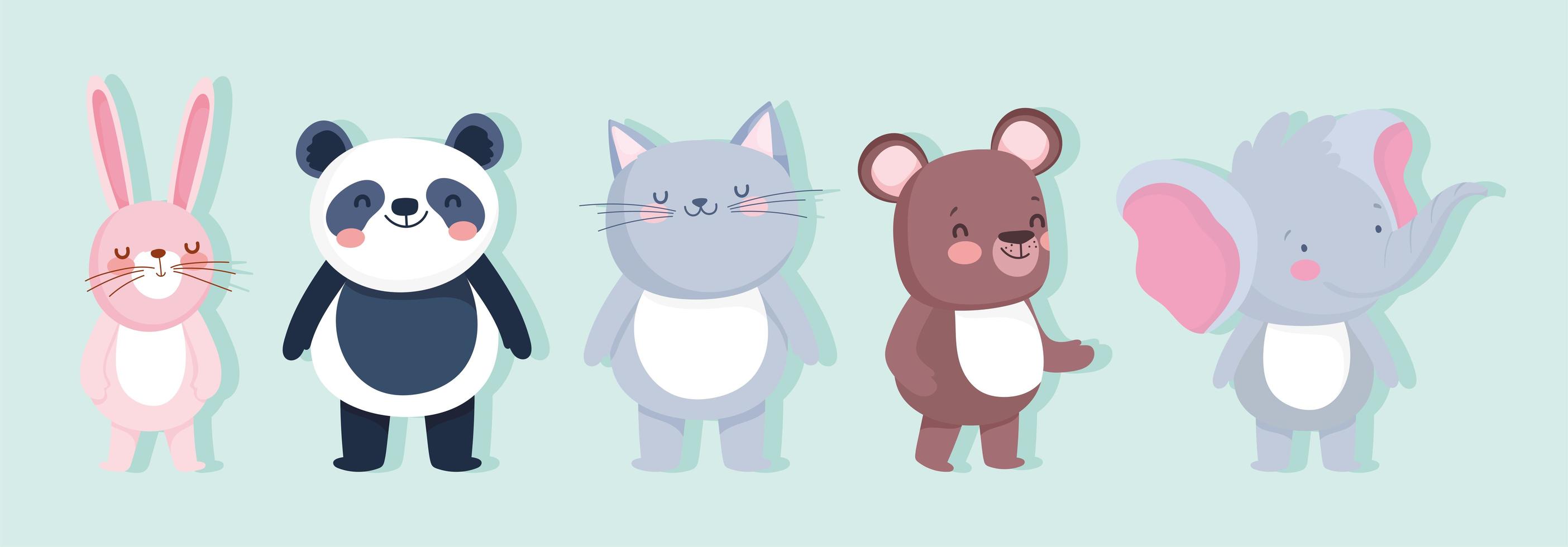 Cute animal characters set vector