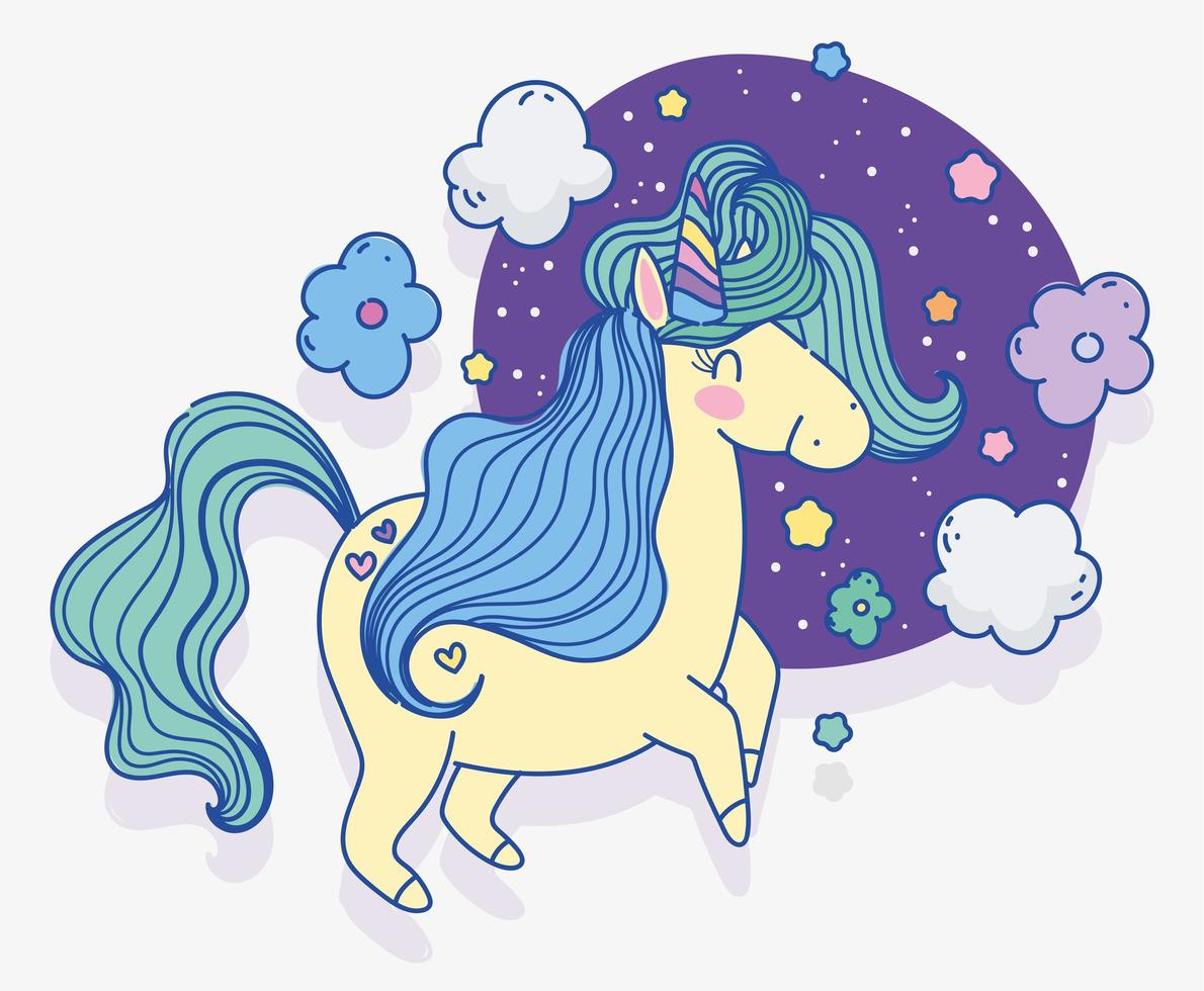 Happy kawaii unicorn jumping vector