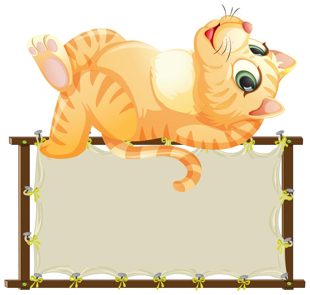 Board template with cute cat  vector