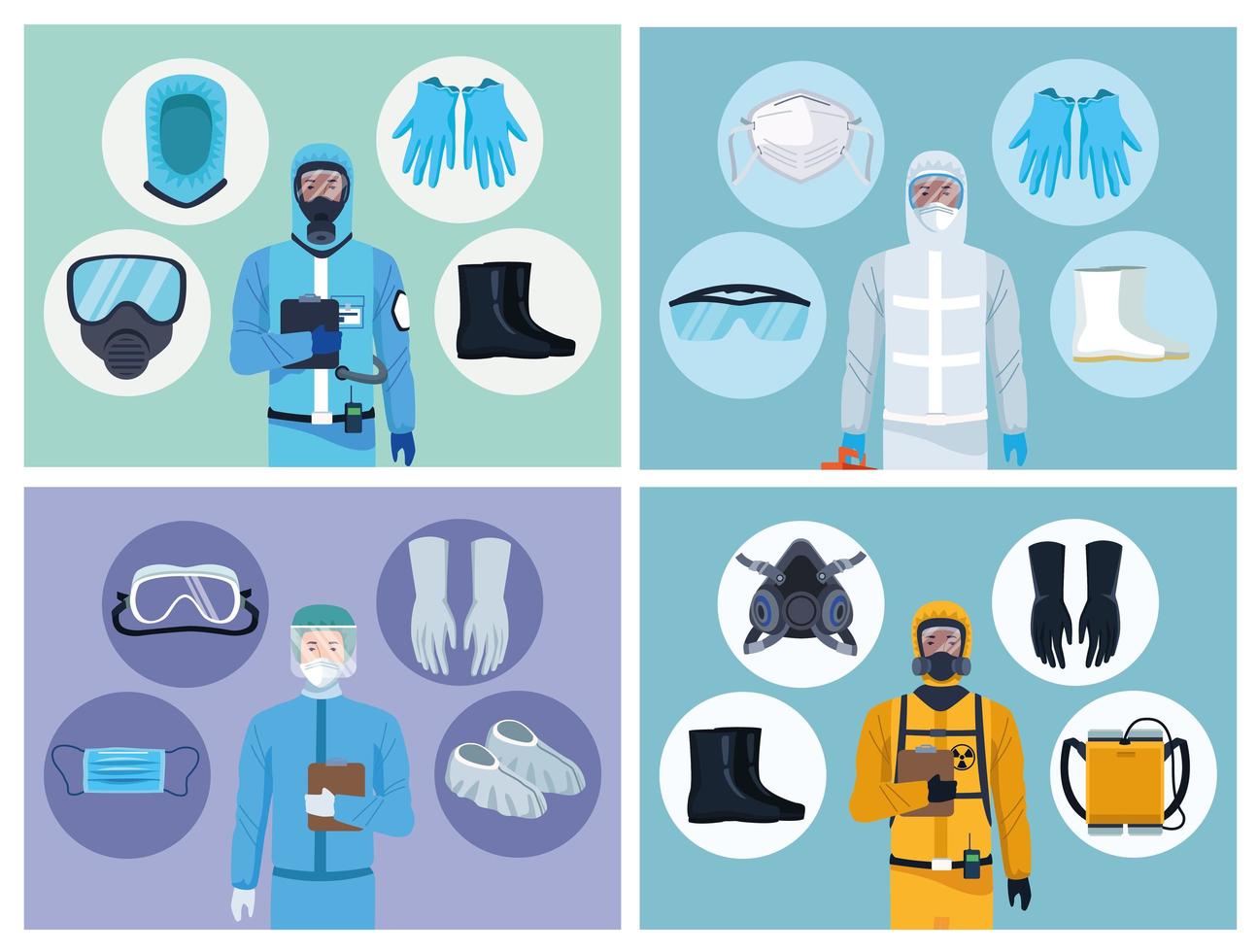 Equipment Elements and Medical Workers for COVID-19 Protection vector