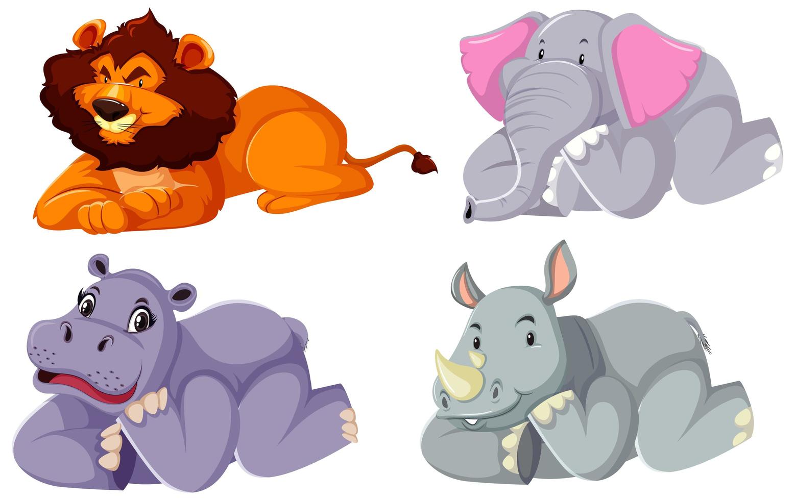 Set of animals laying down vector